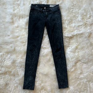Rag & Bone Black Acid Washed Skinny Jeans 26